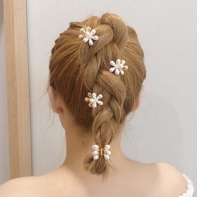 10pcs Korean Style Pearls Flower Hairpin Sweet Women Side Clip Mini Hair Claw  Hair Braid Clip