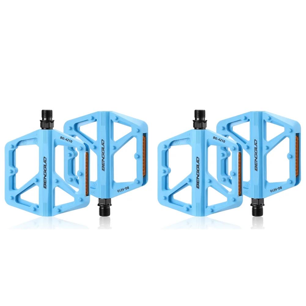 1/2Pairs Bike Pedals with Reflector Double DU Bearing Ultralight Mountain Road Bike Flat Pedals Nylon Bicycle Pedals