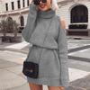 Premium Quality Autumn And Winter Mid Length High Collar Off Shoulder Sweater Dress Mini Dress For Effortless Style