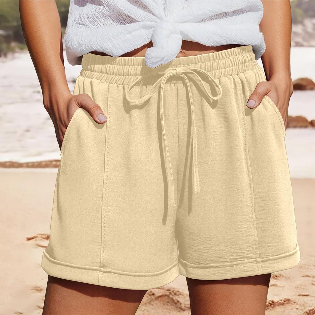 Women’s Drawstring Elastic Waist Casual Shorts with Pockets Relaxed Fit Lightweight Soft Fabric Summer Lounge Bottoms