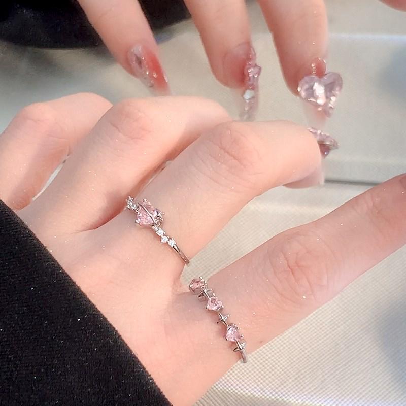 Barbie Pink Diamond Heart Adjustable Ring - Women's Niche Index or Pinky Wear