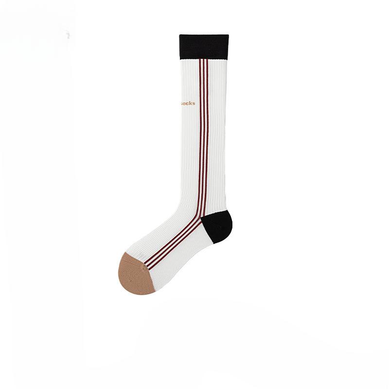 

Female Autumn and Winter Color Stripes Boneless Yoga Fitness Cycling Pressure Slimming Exercise Calf Socks 1 pair