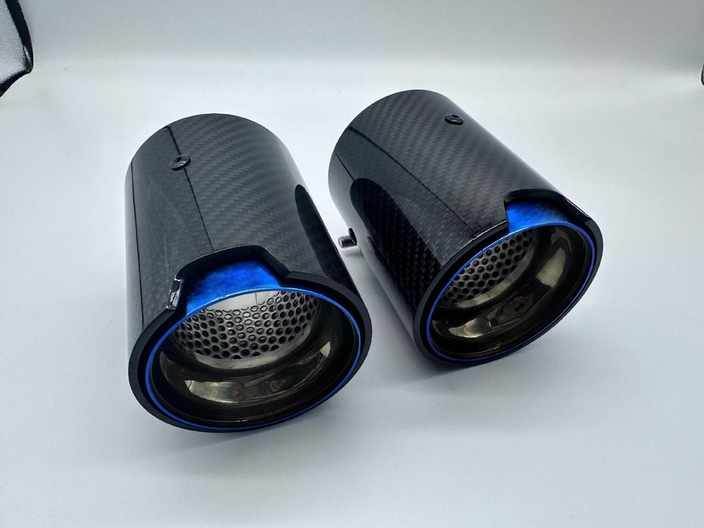 Glänzender Schwarzer Carbonfaser-Auspuffschalldämpfer & Endrohr für BMW M2, M4, E46, F30, F10.