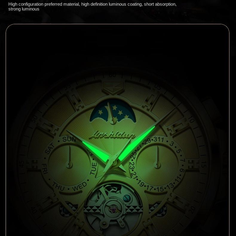 Orologio Meccanico Automatico Multifunzione Marca JINSHIDUN Tourbillon Orologio da Uomo Orologio da Uomo