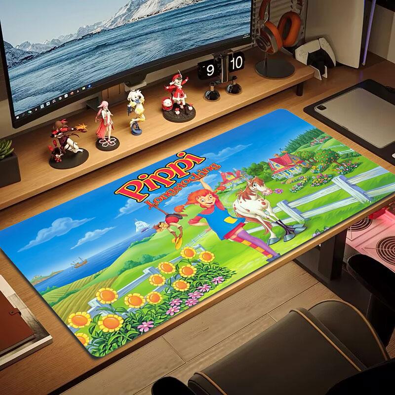 Pippi Longstocking Large Size Mouse Pad Large Gaming Table Cushion Non-slip Laptop Tablet Big Mousepad XXL Mat Mini PC Playmat With Lock edge