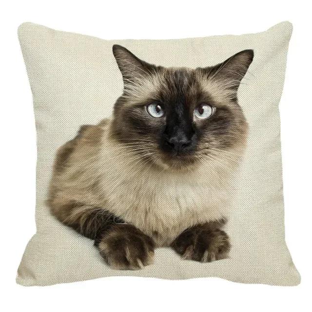 Thailand Cat Theme Pattern Double-Sided Printed Pillow Cover Short Plush Suitable Living Rooms Bedrooms Sofa Throw Cushion Cover