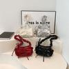 French Style Bow Underarm Bag Pu Leather Pleated Drawstring Bag Elegant Crossbody Bag  Dairy