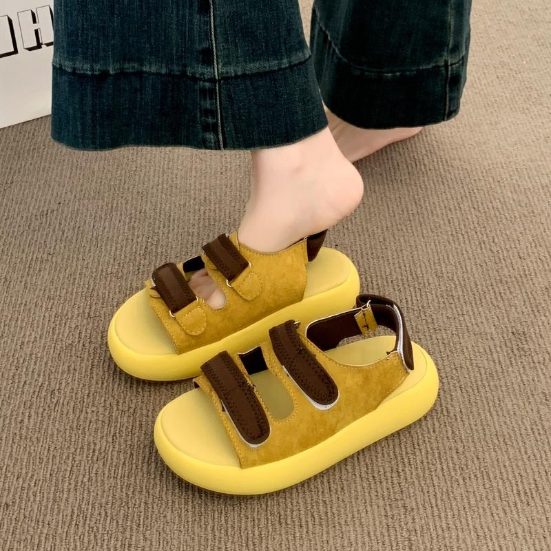 Summer new Velcro casual sports sandals lightweight thick sole one word belt fashion shoes women's shoes