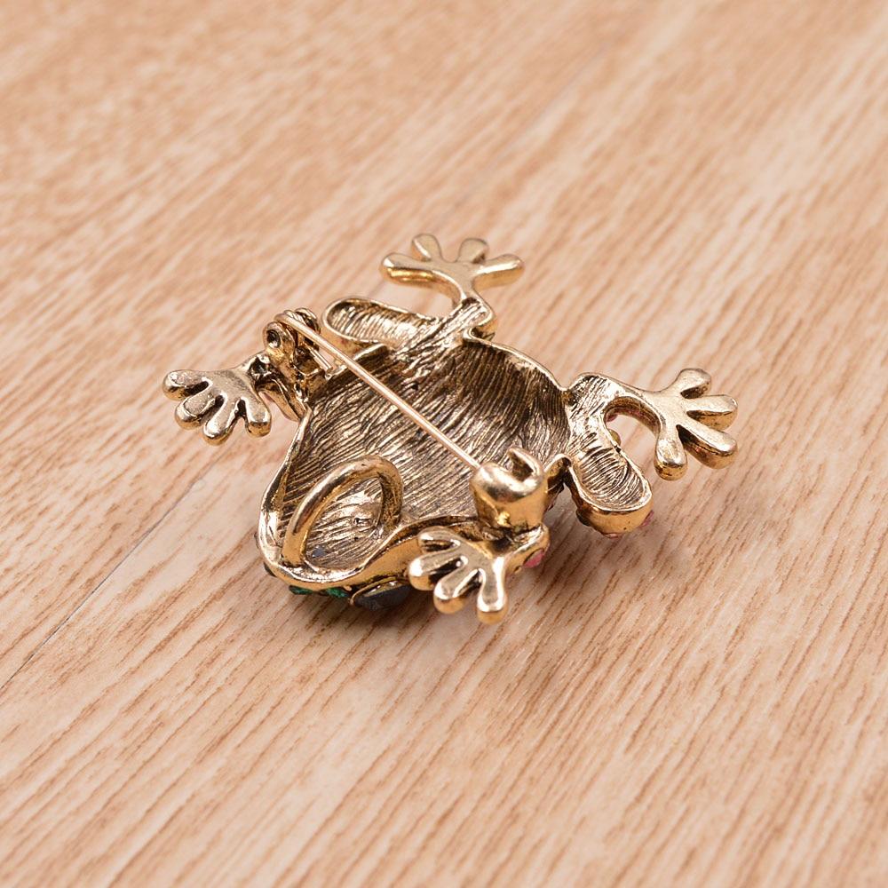 Blucome 3 Colors Choose Rhinestone Frog Brooches for Women Vintage Fashion Animal Pin Cute Vivid Carton Style Jewelry
