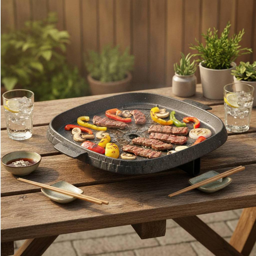 Grill Pan with Drain Hole No Square Nonstick Griddle for Home Cooks, Camp, Tabletop