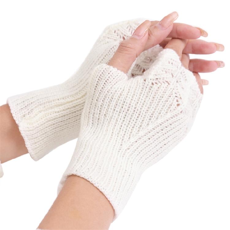 Winter Hand Gloves Soft Warm Gloves Stretchy Fingerless Mittens With Thumb Hole