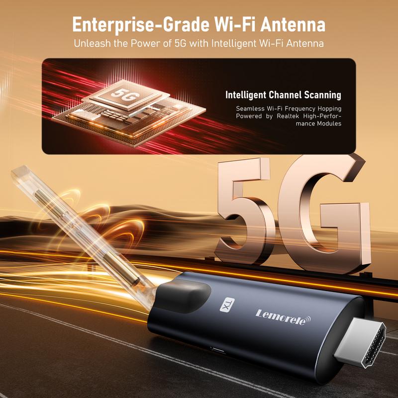 Lemorele 200m Wireless HDMI Transmitter and Receiver Low-latency Video Transceiver Plug&play Hdmi Extender for PC TV Projector