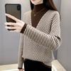 Velvet Integrated Sweater Base Sweater for WomenThickened and Warm Interior with Two Fake ItemsHalf High Neck Slim Fit Knitted Sweater Top