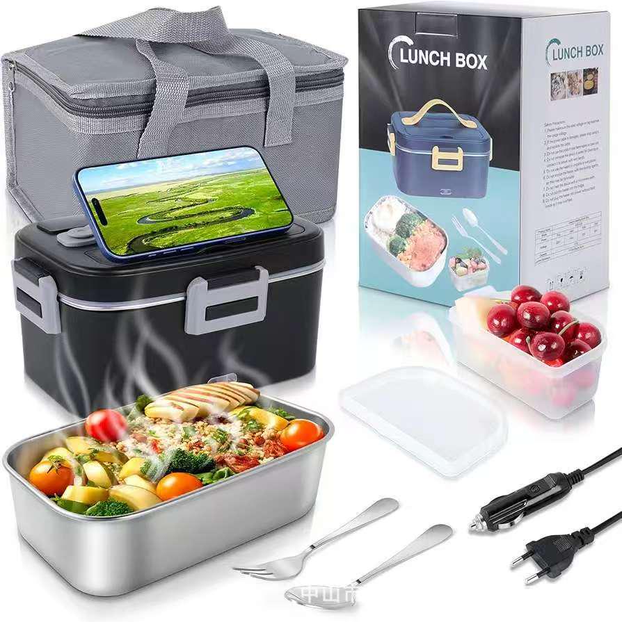 Electric Insulated Heating Lunch Box for Car - Portable Bento Box Gift with Waterless Heating