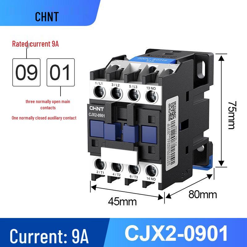 Zhengtai Kunlun AC Contactor CJX2-1210, 220V/380V, 3-Phase, NO/NC