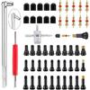 Valve Stem Puller Installer Tool, 10pcs TR412,10pcs TR413,10Pcs TR414 Snap-in Valve Stems & Caps,10pcs Copper Valve Stem Cores, 4 Way Valve Core