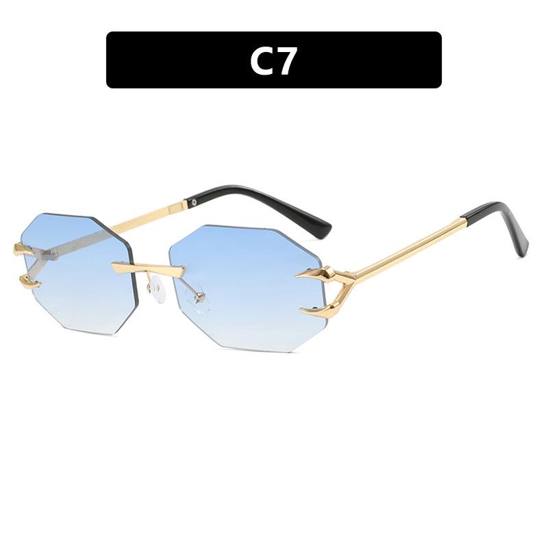 New Women Sunglasses Fun Octagonal Trend Personalized Shades Fashion Retro Frameless Versatile Sunshade Sun Glasses