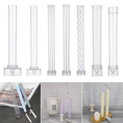 DIY Craft Handmade Match Large Cylinder Rib Plastic Candle Mold Long Pole Stripe Soap Making