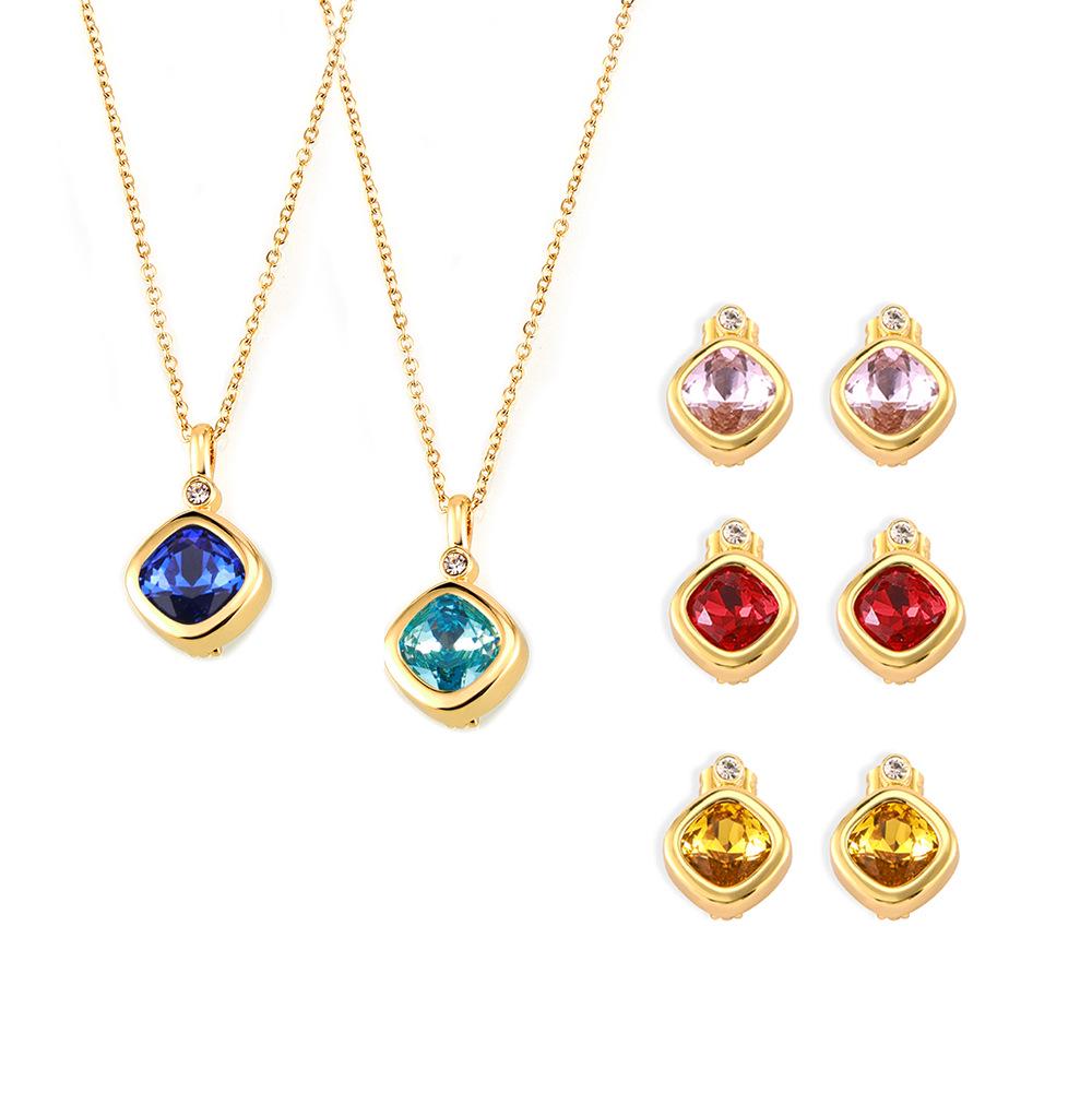 Chic Style Jewelry Set with Interchangeable Zircon - Unique Copper Design