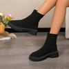 2025 Foreign Trade New Fly-woven Socks Boots Large Size Thick-soled Thick Heel Solid Color European and American Casual Outer Wear Medium Tube M