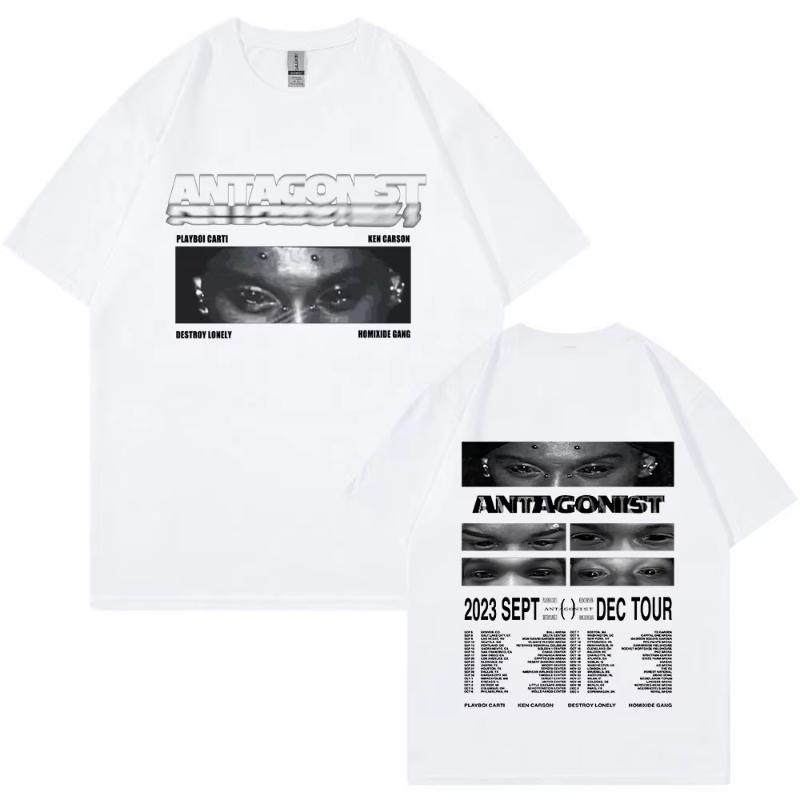 Rapper Playboi Carti Antagonist Tour Tshirt 2023 Concert Fans T Shirt Unisexs Fashion Hip Hop Short Sleeve Oversized Tshirts