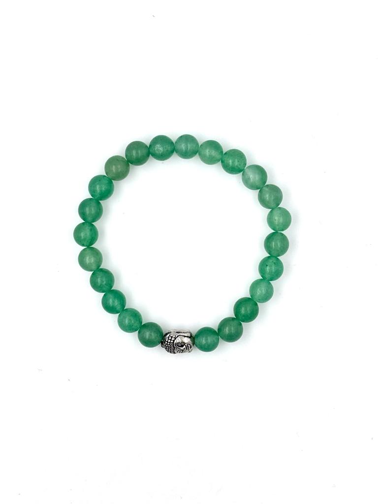 Green Aventurine Beaded Bracelet with Buddha Charm, Adjustable Fit, Spiritual Gemstone Perfect Gift for Both Men's and Women's "