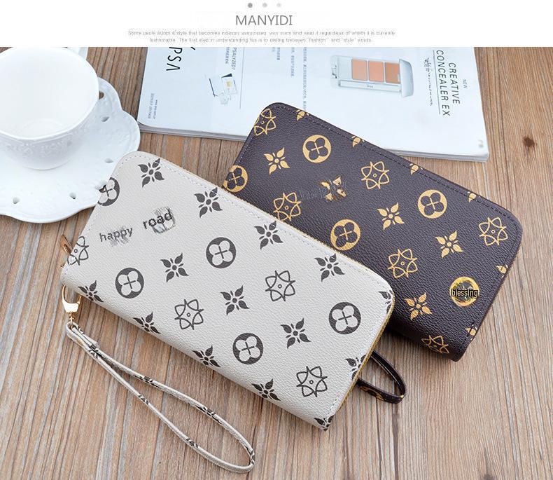 Pochetă lungă cu fermoar dublu pentru femei - Portofel la modă de capacitate mare cu buzunar pentru telefon