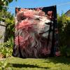 1pc Lion Floral Print Outdoor Soft Polyester Flannel Throw Blanket Versatile for All Seasons , Soft , Cozy , Warm All Season Quilted Throw ,
