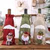 Christmas Burlap Wine Bags Cute Santa Claus Snowman Reindeer Design Reusable Wine Bottle Cover