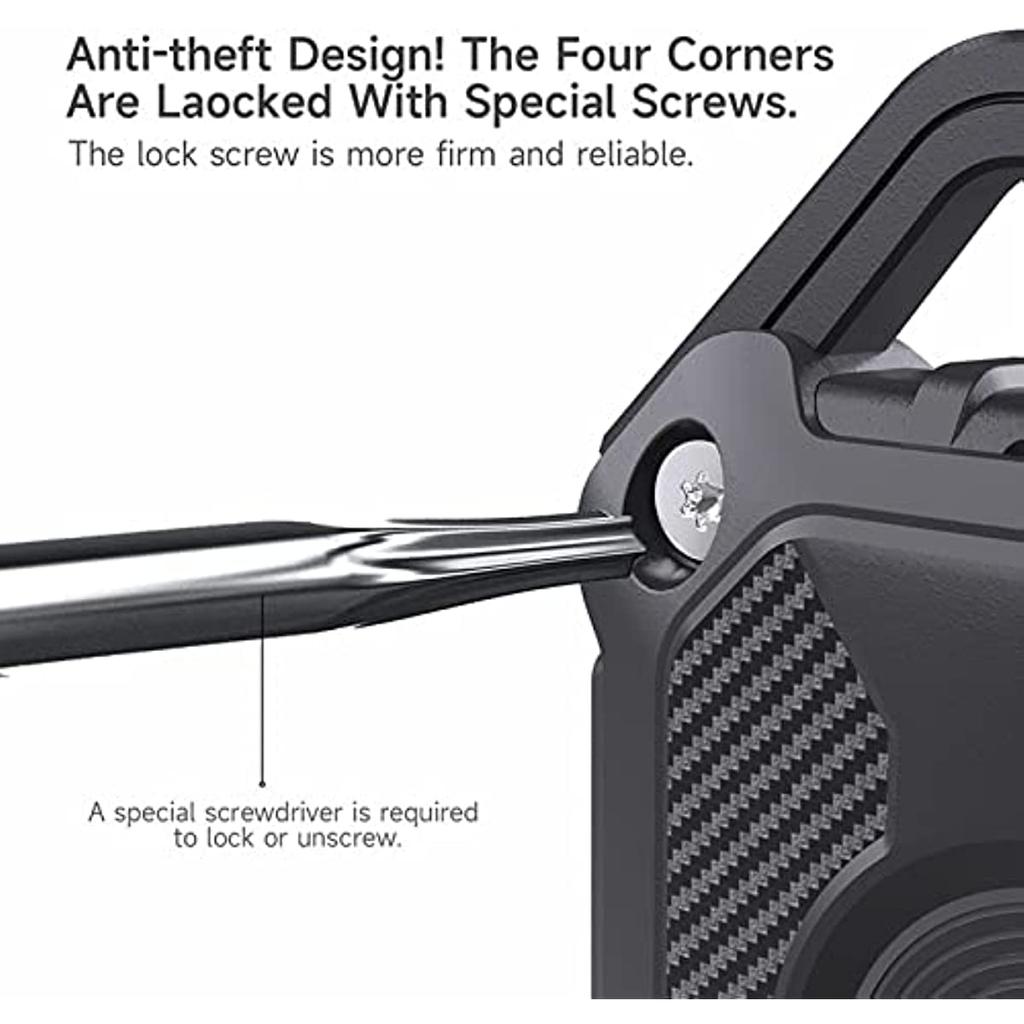 Waterproof AirTag Stand Case with Key Chain, Screw Full Cover Scratch Resistant, Security Stand Case for Apple AirTag Tracker