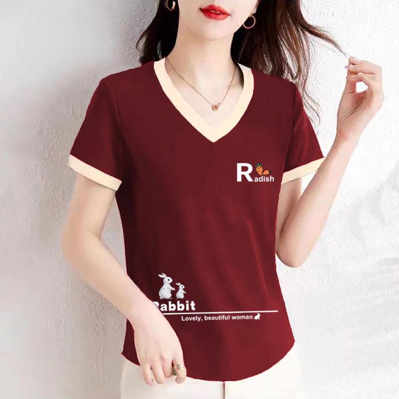 

Women s Summer Cotton Short Sleeve T-Shirt: Straight Shoulder, Loose Fit, Korean & Hong Kong Style, Color Block, Versatile Student Design. 3XL [130-140 lbs]