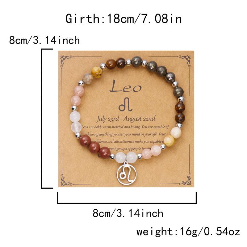 Minimalist Colorful Natural Stone Beaded Bracelets for Women Men  Handmade 12 Constellation Zodiac Sign Bracelets Jewelry