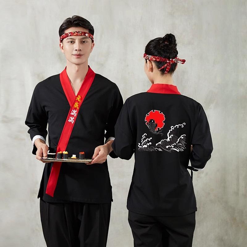 

Японський стиль Шеф-куртка Суші-ресторан Кимоно Сорочки кухарської форми Комбінезони офіціанта Ізакая Робочий одяг шефа Верхні куртки Фартух XXXL