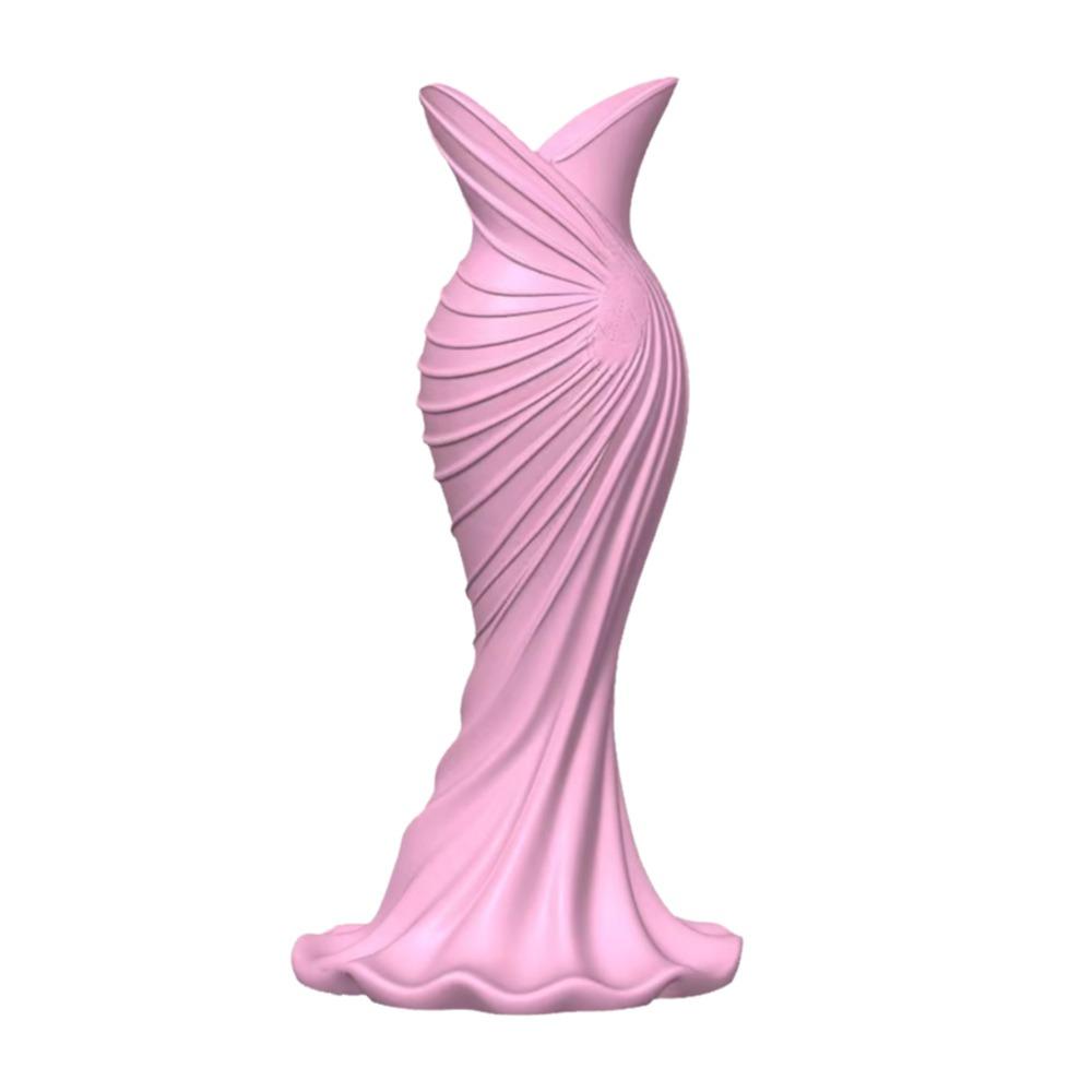 Twisted Design 3D Printed Flower Vases Gown-Shaped Decorative Vase Office Tabletop Ornaments