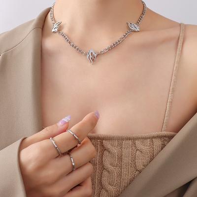Fashion Punk Style Temperament Personality Necklace Female, Geometric Autumn And Winter Flame Element Collarbone Neck Chain P168