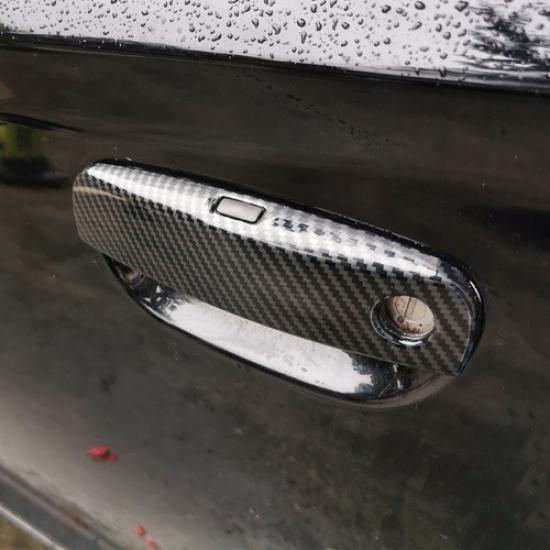 Carbon Fiber Style Door Handles Trim Cover Fit For Dodge Challenger 2015-