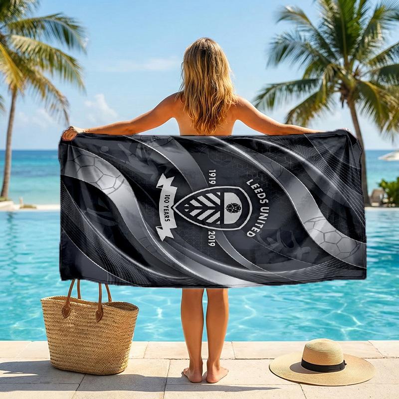 Leeds United Fußball Strandtuch Weiches Mikrofaser Sommerhandtuch Schnelltrocknendes Saugfähiges Handtuch für Strand Schwimmbad Reisen