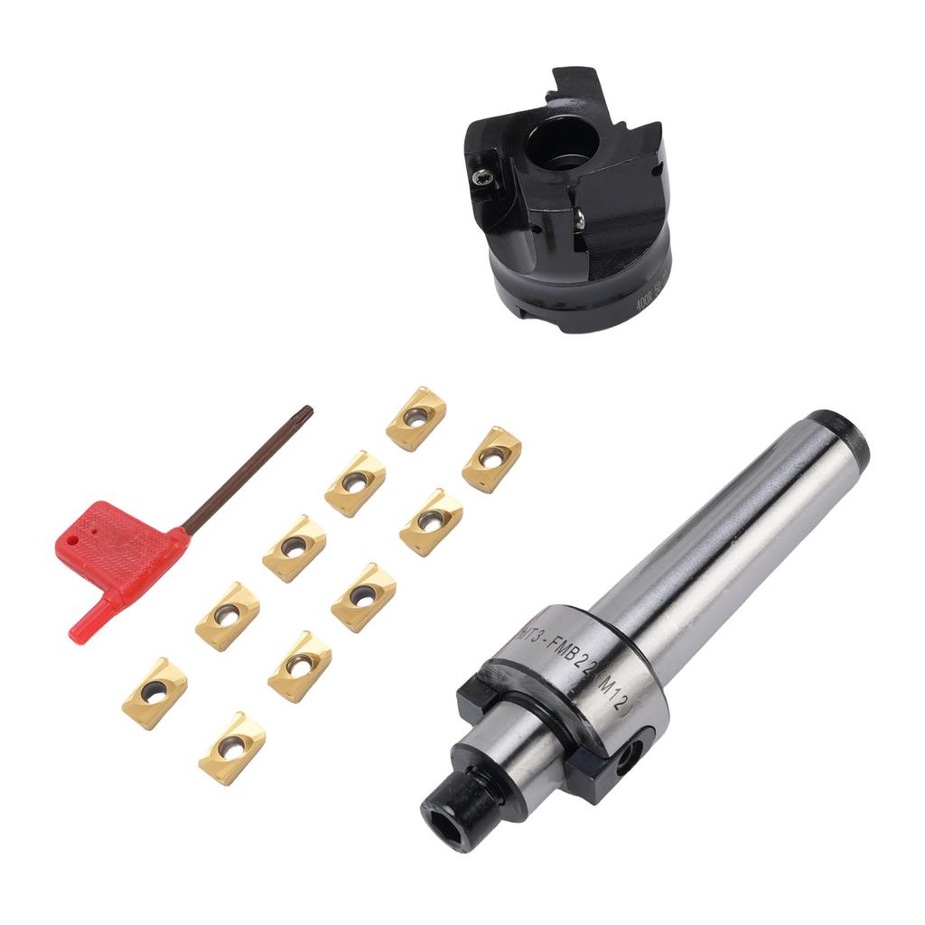 Face End Mill Set 400R 50 22 Cutter MT3 FMB22 Holder Extension 10Pcs Apmt1604 Carbide Inserts High Speed Indexable
