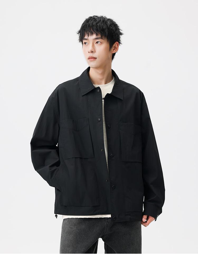 Workwear Style Shirt Jacket for Men, Spring and Autumn Loose Casual Jacket