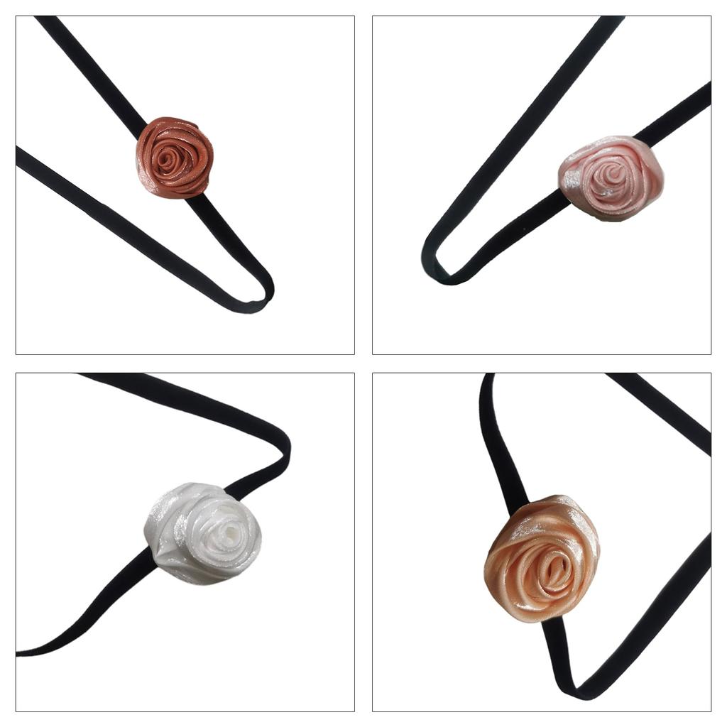 Retro Style Handmade Rose Necklace Elegant Collar Bohemian Exaggerated Flowers Necklet Velvet Elegant Clavicle Chain