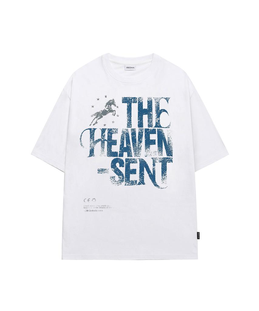 ODDSTUDIO Heaven Scent Star Horse Graphic Oversized T-Shirt - White