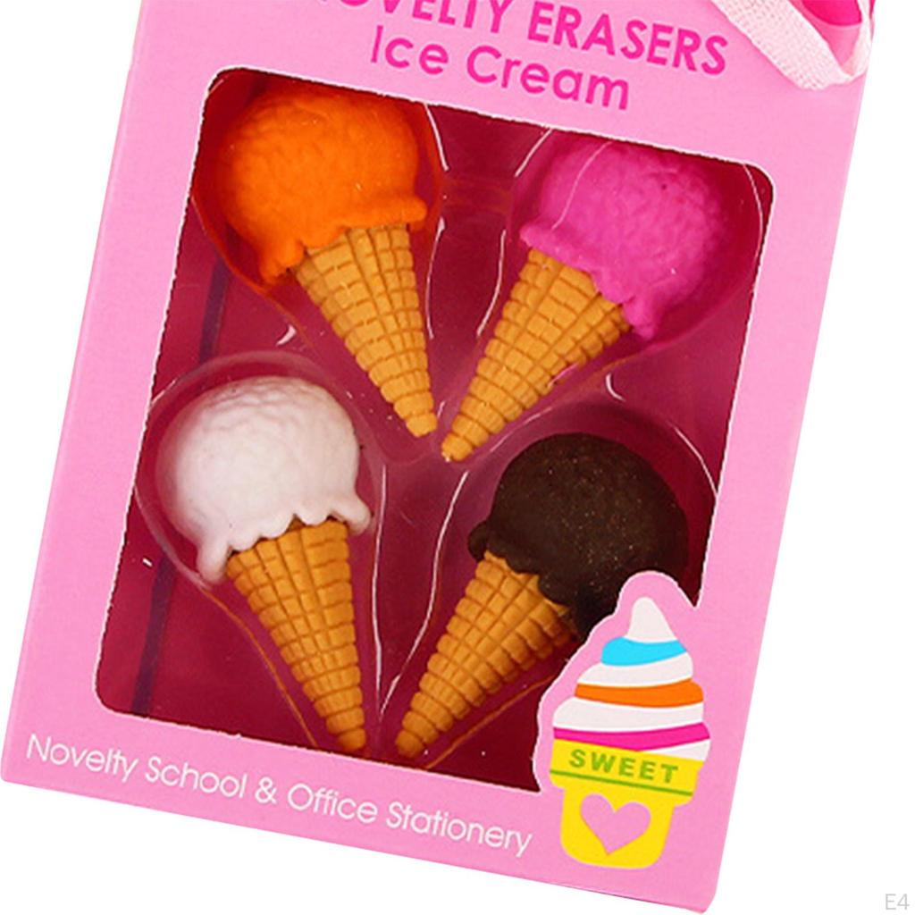 4 Stück Kreative Dessert-Radiergummis Tragbare Geschenkbox Einzigartiger Kindergarten-Radiergummi Cartoon Mini