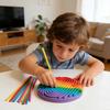 Round Silicone Sensory Activity Board Double Sided Stress Relief Sensory Board with Strings Boys Girls Silent Fidget Toy Party Favors