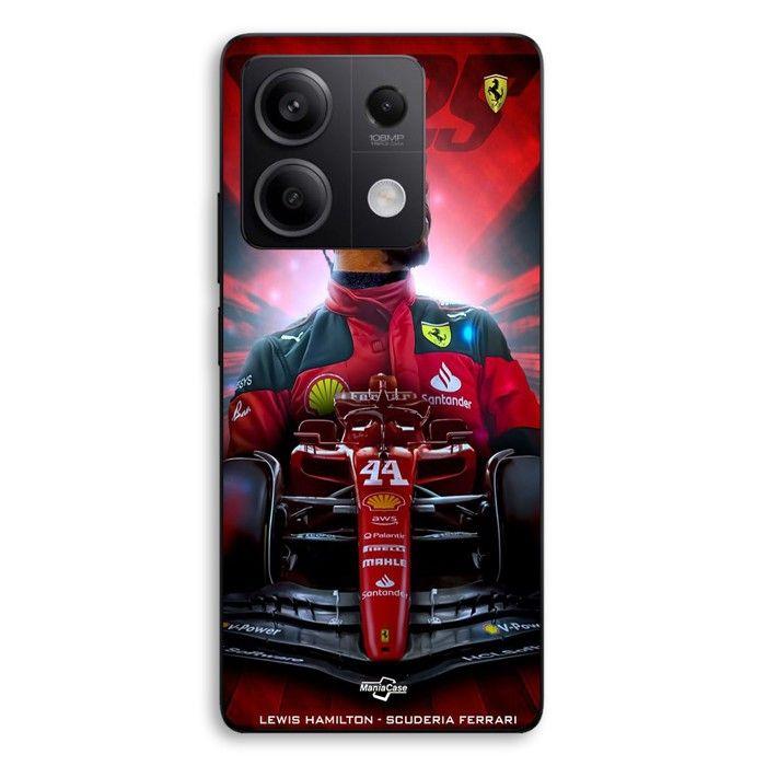 Coque de téléphone - MANIACASE - Xiaomi Redmi Note 13 5G - Silicone TPU - Noir - Lewis Hamilton Ferrari Officiel