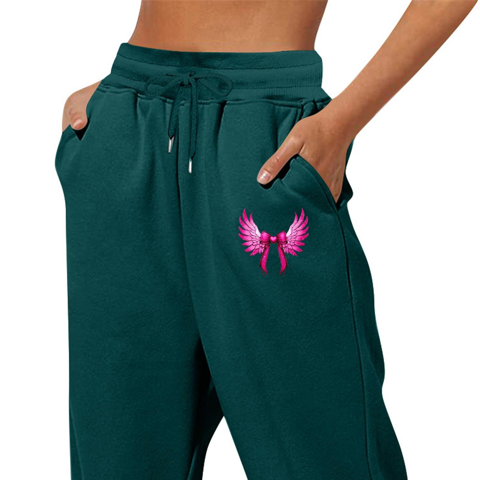 

Весенние и однотонные принтованные модные женские повседневные брюки с карманами и шнурком L