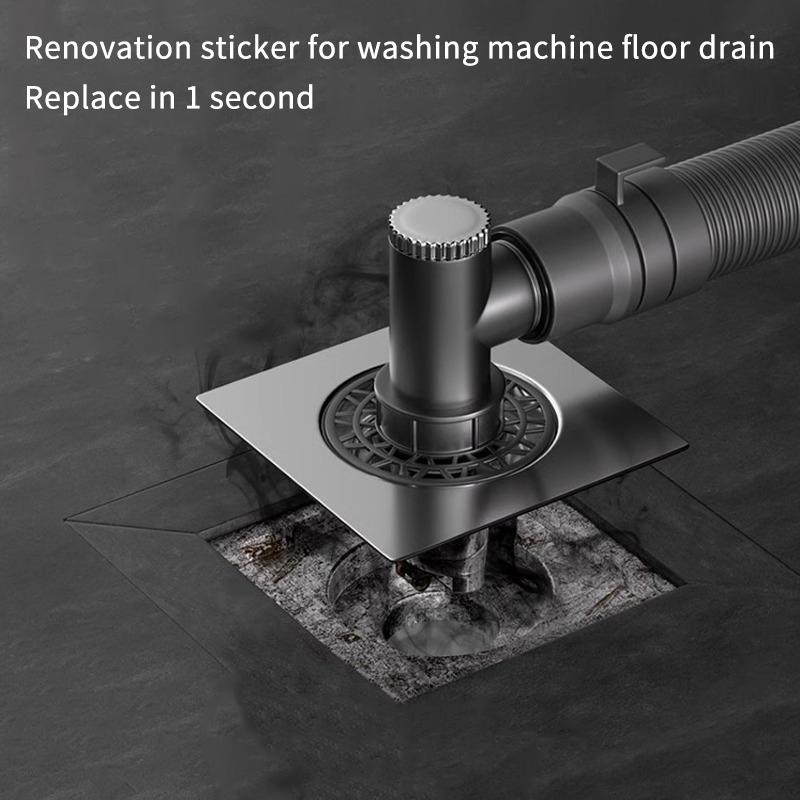Three-Way Shower Drain Obstacle Filter Square Stainless Steel Odor Resistant Anti-Blocking Sink Strainer for Home Laundry