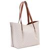 Michael Kors MK Emilia Borsa a Tote da Lavoro Fashion Design Monogramma Classico con Lacci in Pelle da Donna Vanilla-Bianco Pelle-Marrone 35S1GU5T7B-150