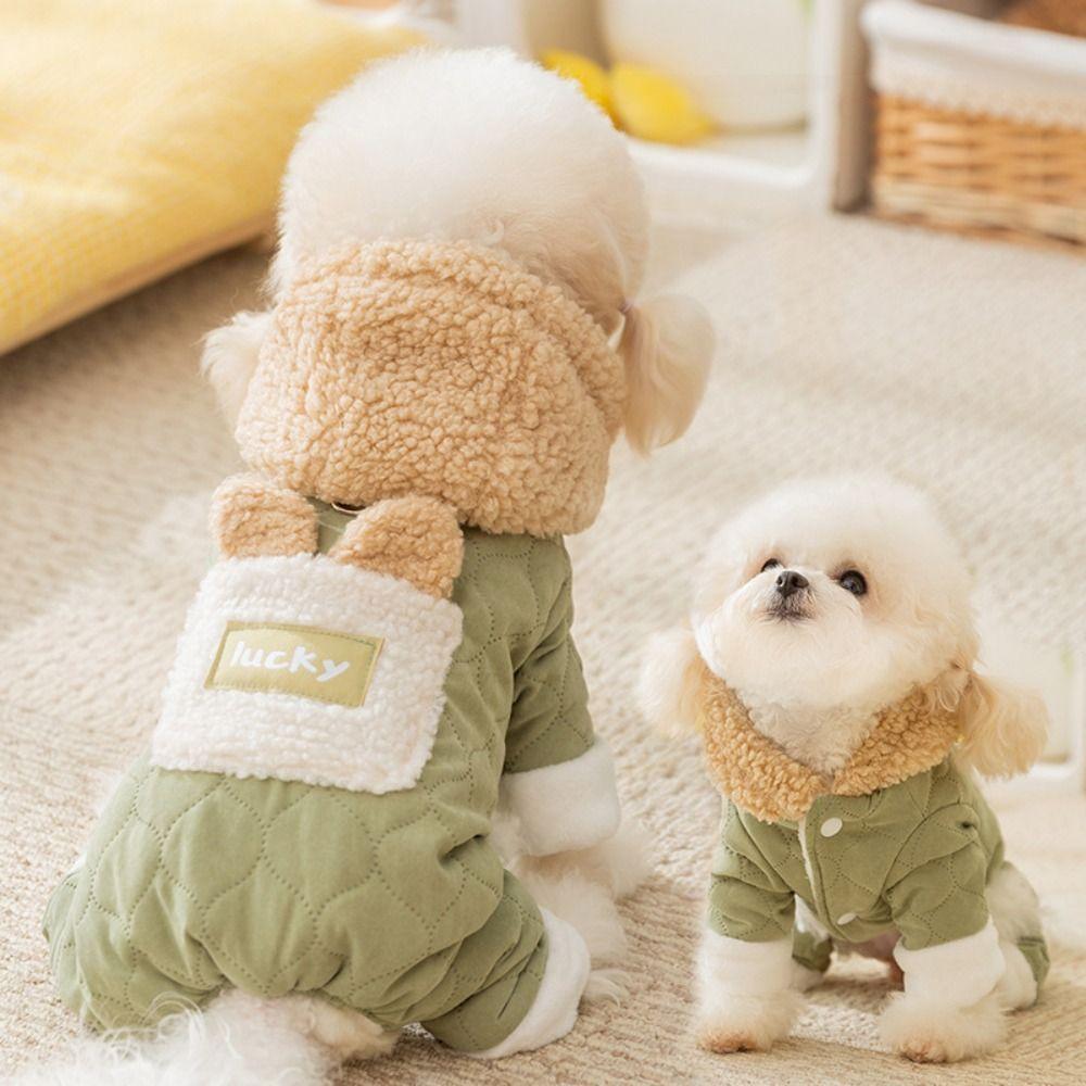 Neue verdickte Hundekleidung Winter warm mit Samtjacke Teddybär Mantel Haustierbedarf mit Hut Welpenkleidung Weste für draußen