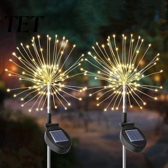 Solar Powered Backyard Landscaping Garden Stake Light, 200 LED Dandelion Firework-like Decorative Lights, IP65 Waterproof Outdoor Lamps Landscape