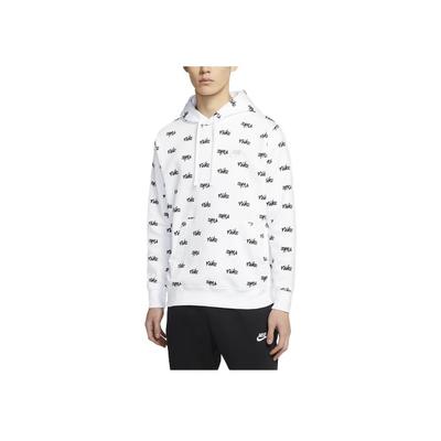 Nike Sportswear Club Hoodie mit Allover-Buchstabenlogo Langarm-Sweatshirt Herren-Tops Weiß DC8091-100